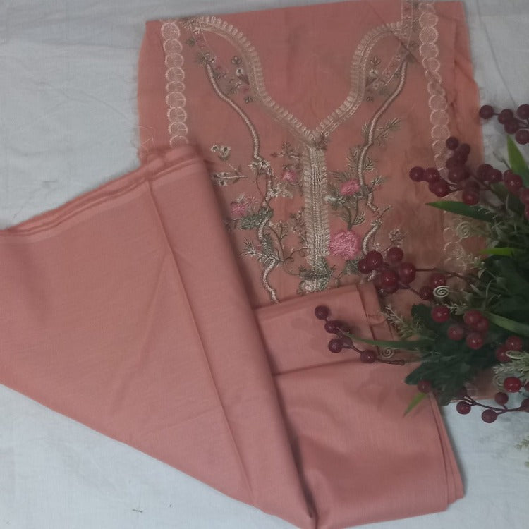  Pink pure cotton lawn dress material party wear