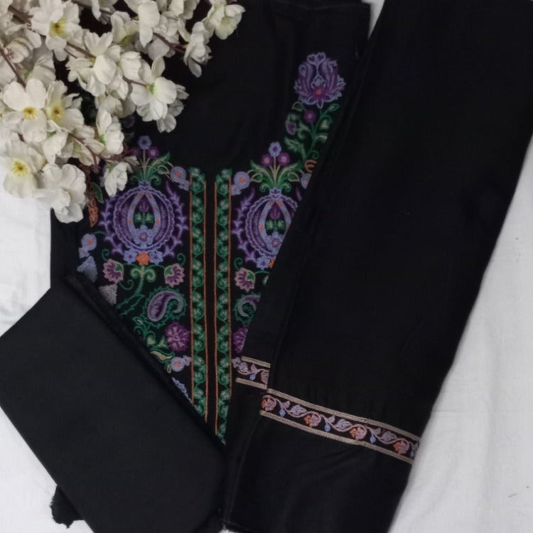 Black Unstitched pure cotton lawn dress material wedding wear