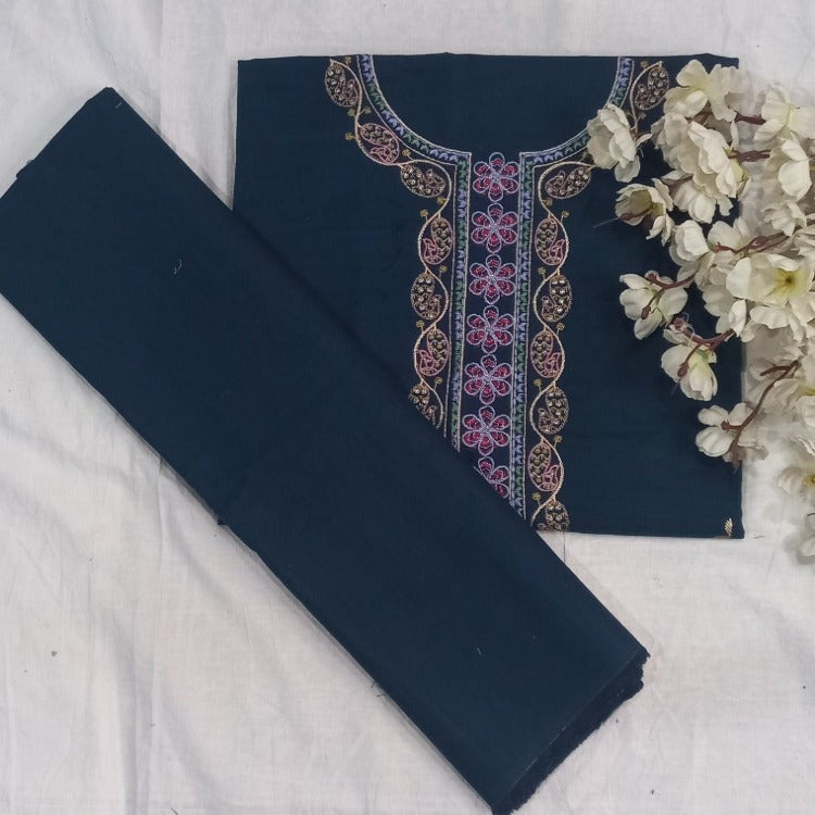 Black Unstitched pure cotton lawn dress material wedding wear